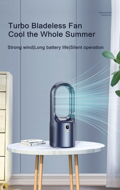 Xiaomi Home Use Electric Bladeless Table Fan Cooler USB Charging Portable Wireless Mini Cooling Fan Ultra Quiet LED Night Light_voghion.com