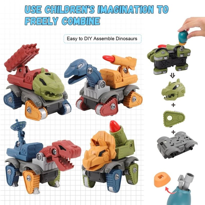 5 Pack Dinosaur Toys For Kids Age 3+, Take Part Toys Dinosaur STEM Building Toys Set For Toddler_voghion.com