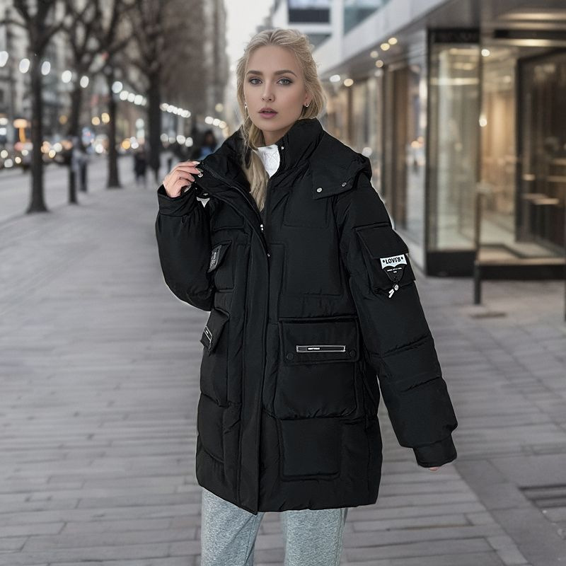 Damen Warme Jacke Wattierte Jacke im langen Winter Neue Dicke Winddichte Warme Wattierte Jacke Ausländische Luft Wattierte Jacke_voghion.com