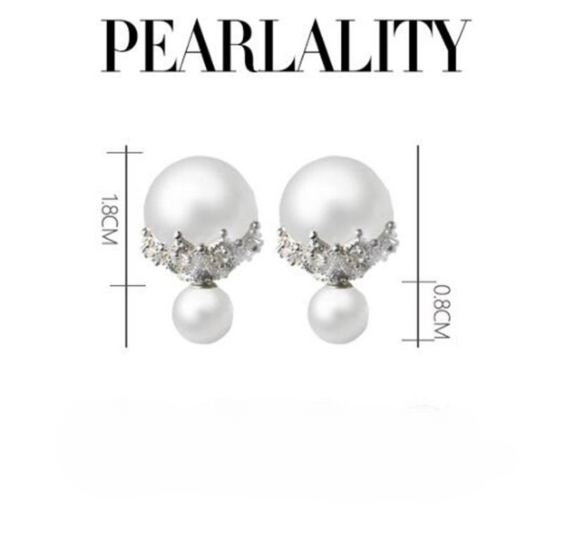 2 Colors-Red White Double-sided Pearl Earrings, S925 Silver Earrings for Women, Fashion Jewelry, Ear Studs_voghion.com