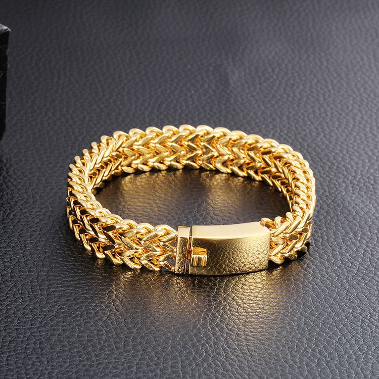 Men's Stainless Steel Geometric Fish Scale Bracelet - Durable Titanium Steel Chain Link Wristband For Trendy Casual Style_voghion.com