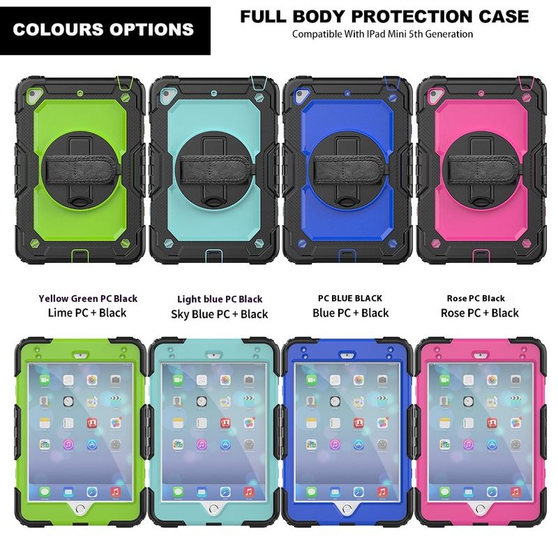 Gëeegent fir iPad Griffin B Modell mat Riemen, Stiftschacht, 360° rotéierender Halterung, all-inclusive PC Tablet Schutzhülle_voghion.com
