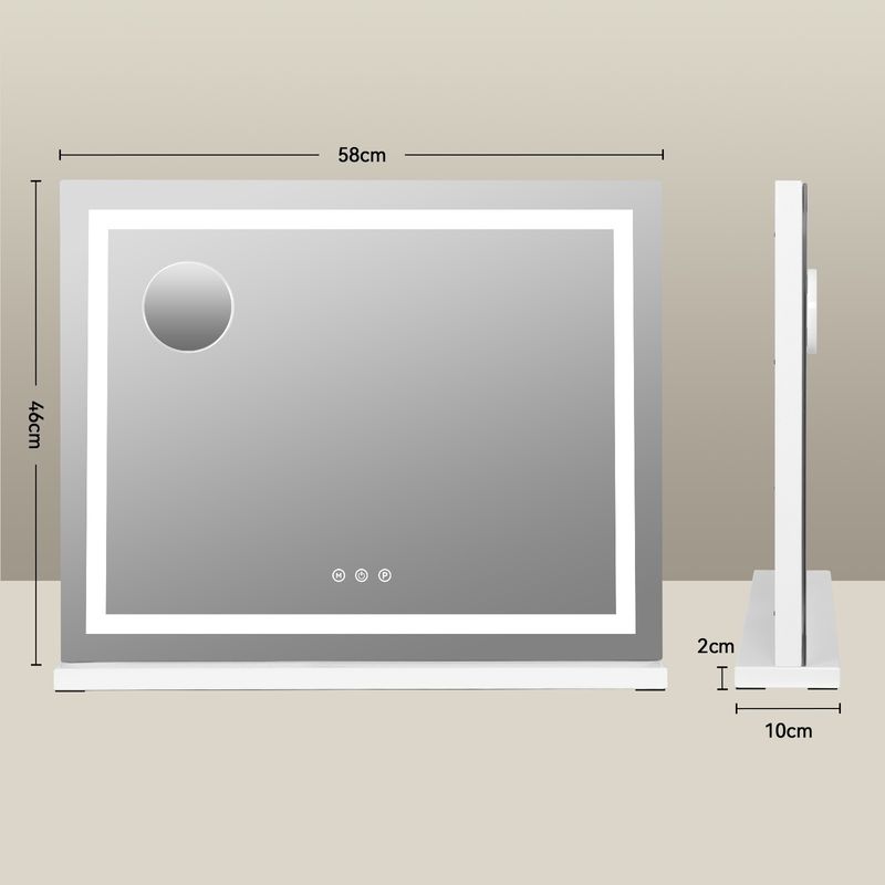 Hollywood Large Makeup Mirror 58*46cm Vanity Mirror Dimmable LED 3 Color Light_voghion.com
