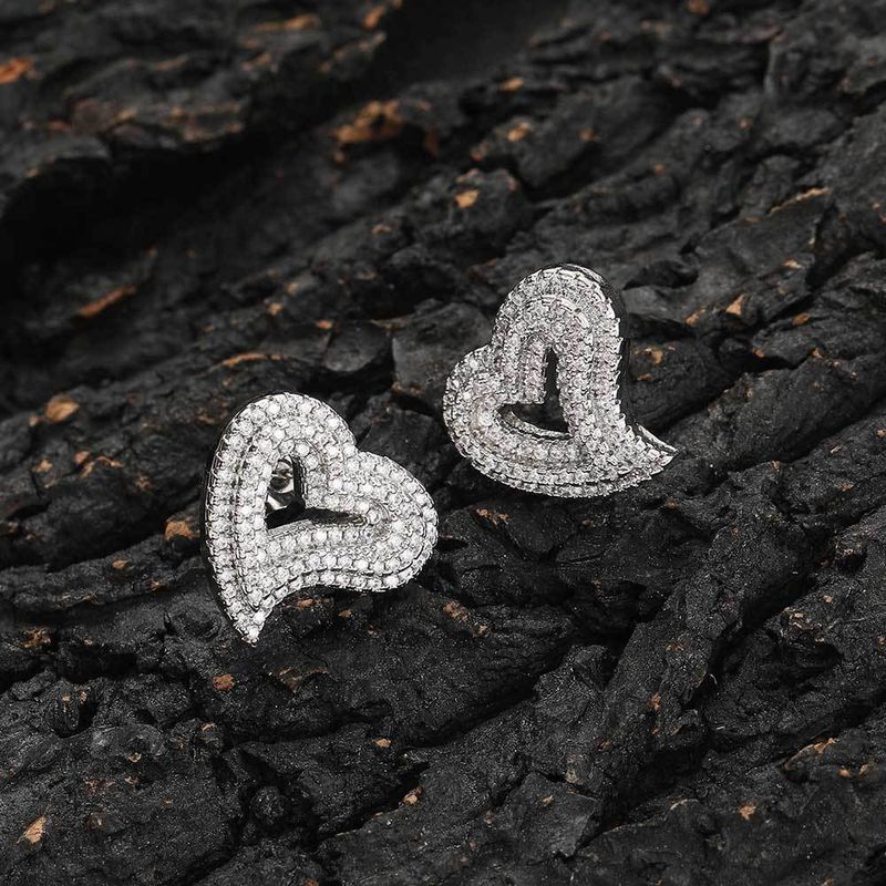 Accessori per gioielli fai da te, perni a testa piatta in lega con diamanti intarsiati in oro e chiusura a cuore per orecchini_voghion.com