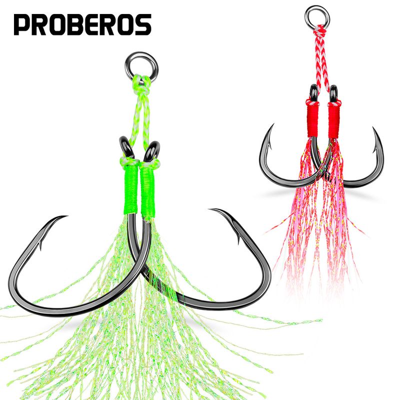 Esca con piastra in ferro per capelli, doppia e resistente, lenza principale per cavalli, amo da pesca ausiliario per barche in mare, 2 paia/confezione_voghion.com