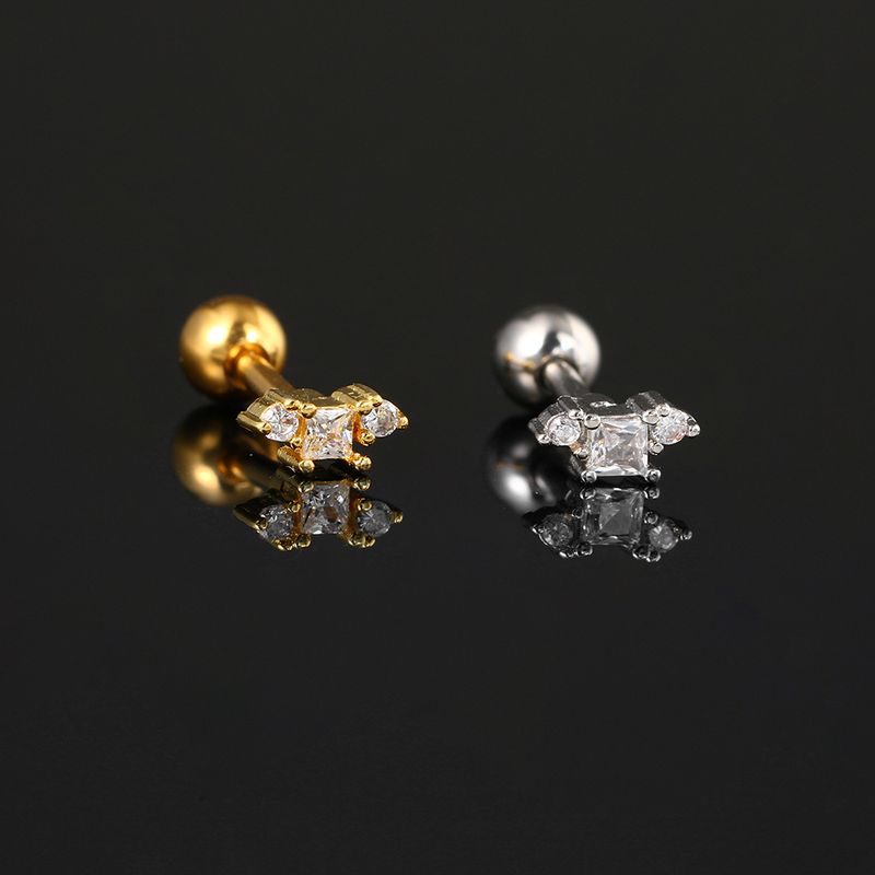 Orecchini unisex geometrici a bottone per le orecchie da donna, con vite a sfera rotonda in acciaio al titanio, con torsione a sfera_voghion.com