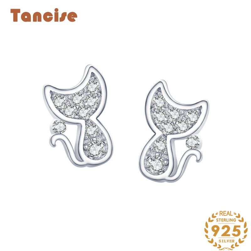 Tancise Silver Zircon Earrings Drop Earrings For Women Wedding Party Gifts_voghion.com