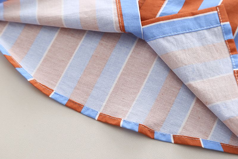 Ensemble deux pièces chemise verticale à manches courtes et short en denim fin pour bébé garçon, nouvelle collection été 2024_voghion.com