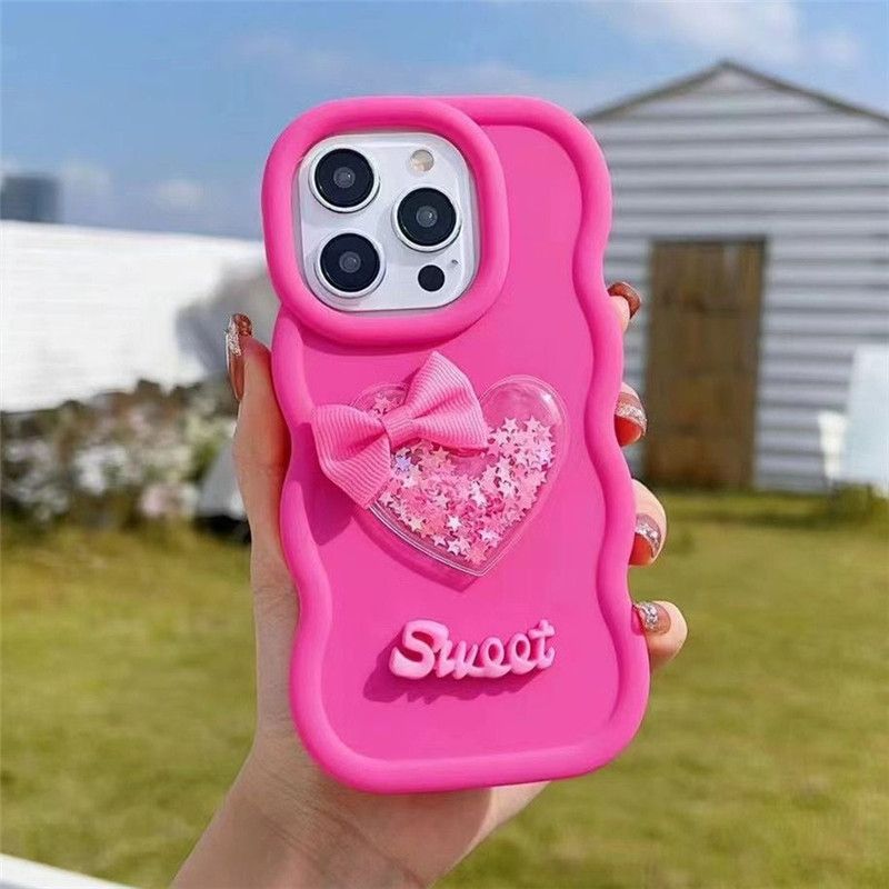 Quicksand Kalp Silikon Telefon Kılıfı iphone 15 14pro 11 12 13 14 15pro xs max XR 7 8 plus 15plus Candy Cover_voghion.com