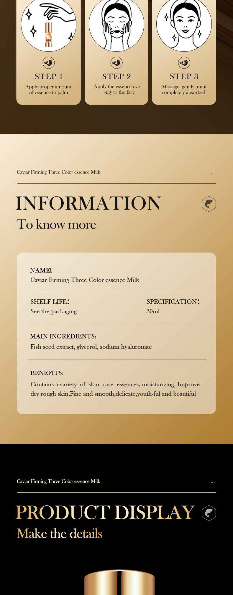 All SADOER English caviar tricolor essence moisturizes, tightens, moisturizes and brightens skin tone  2023 new new_voghion.com