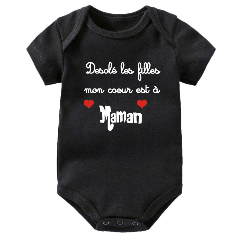 Roupas de bebê Desculpe, meninas, meninos, meu coração é mamãe ou papai, terno de rastreamento de bebê_voghion.com
