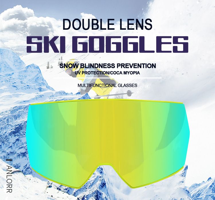 Magnetische skibril, geïntegreerde high-definition lenzen voor volwassenen, winddichte UV-bestendige bril voor sneeuwklimmen en_voghion.com