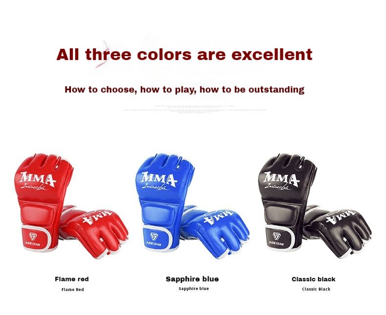 Sanda pentru adulți și copii, MMA, Muay Thai Combat, Saci de box, Mănuși de box cu jumătate de deget pentru bărbați și femei, Mănuși de box_voghion.com