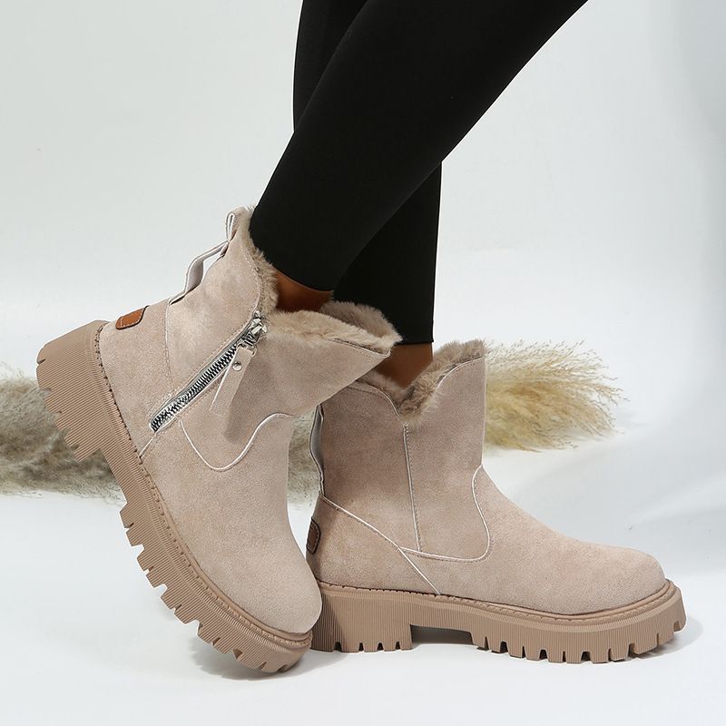 Cross-Border Plus Size Snow For Women 2023 New Mid-Calf Fleece-Lined Warm Cotton Shoes Sheepskin Winter Boots_voghion.com