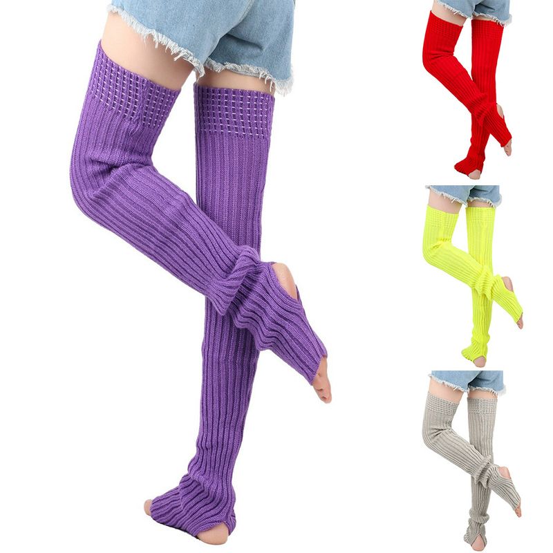 Unisex Verlängerte Woll-Beinstulpen (80 cm) Damen-Florsocken, gestrickte Woll-Beinstulpen, Ballett-Yoga-Fußwärmer_voghion.com