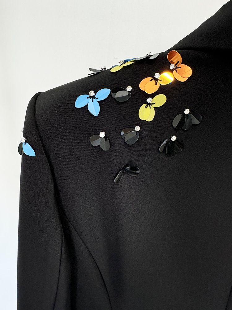 Women's Clothing star temperament colorful sequins one button suit trousers suit two piece suit_voghion.com
