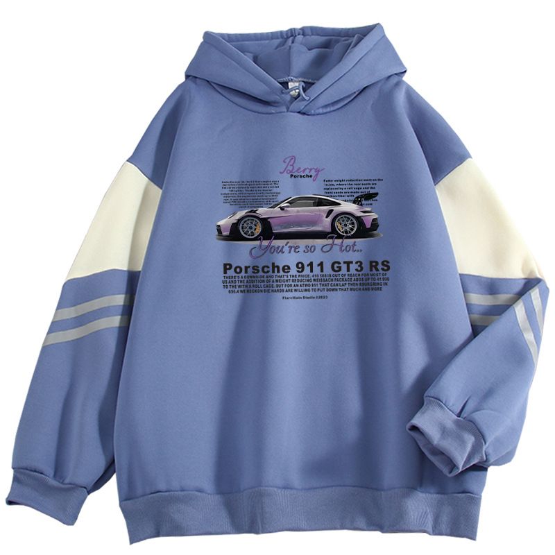 Felpa da uomo in stile americano con blocchi di colore, pullover ampio con stampa di auto sportive di bacche, capospalla alla moda_voghion.com