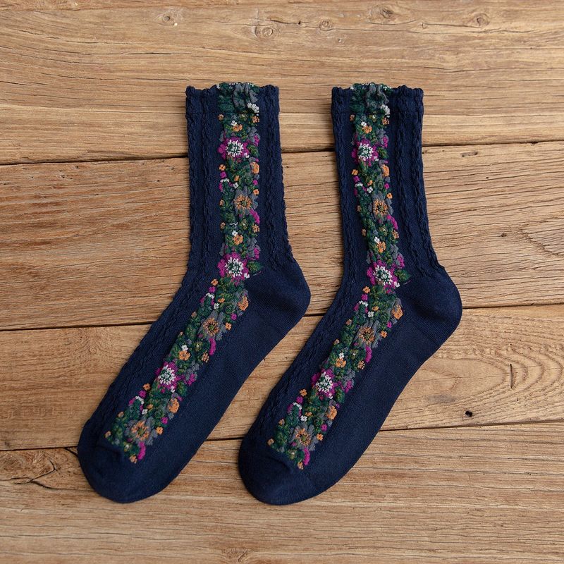 2025d 2024 Nieuwe Mid-Calf Lente Zomer Etnische Stijl Bloemen Damessokken_voghion.com