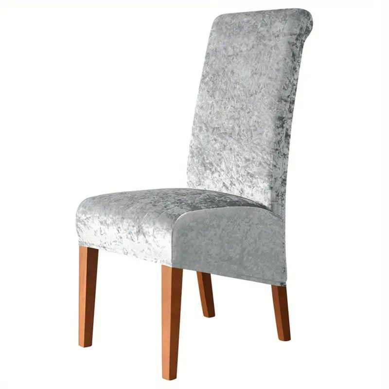 Premium Elastic Velvet Chair Cover - Gold Diamond Pattern For High Back Dining Chairs (Luxury Home & Hotel Use)_voghion.com
