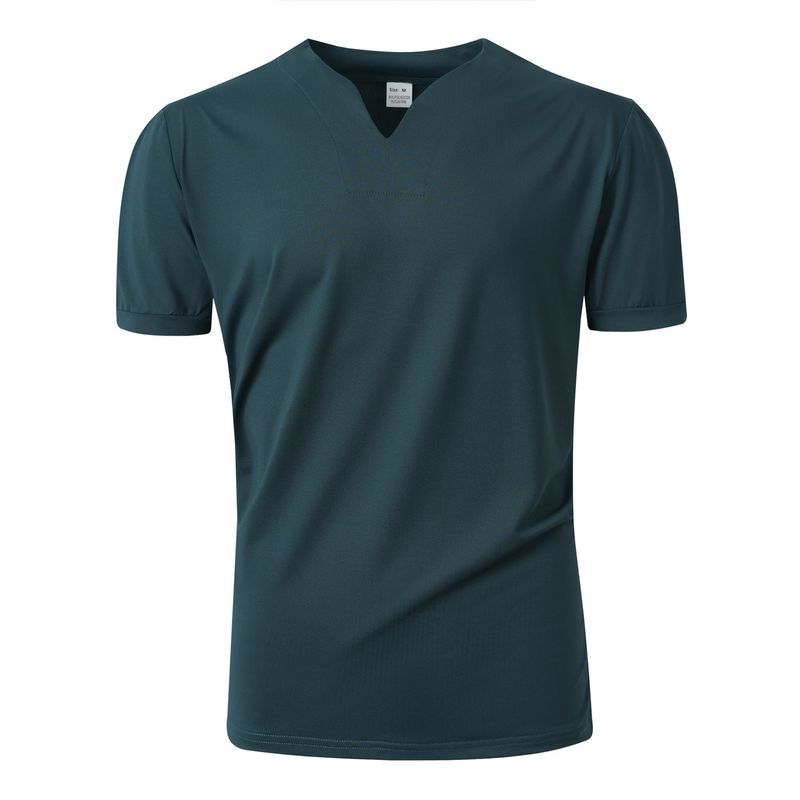 Men's Summer Stretch Fitness T-Shirt - Breathable Polyester, Comfortable Round Neck, Casual & Workout Tee For Gym, Running, Daily Wear_voghion.com