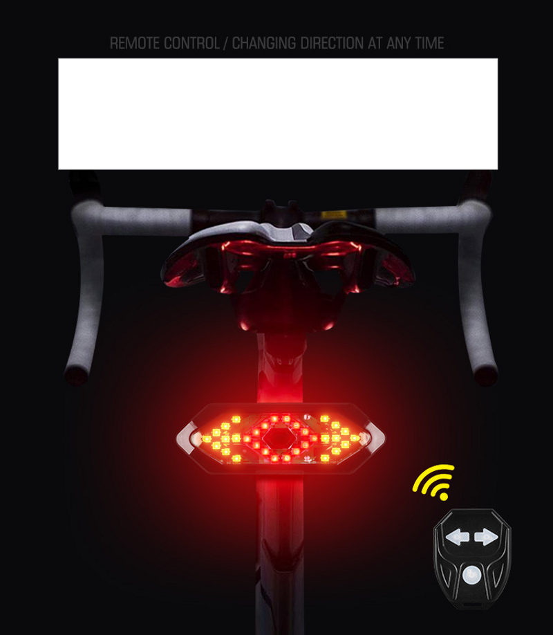 Intelligent remote control turn signal USB charging mountain waterproof taillight 18led bike with horn warning light_voghion.com