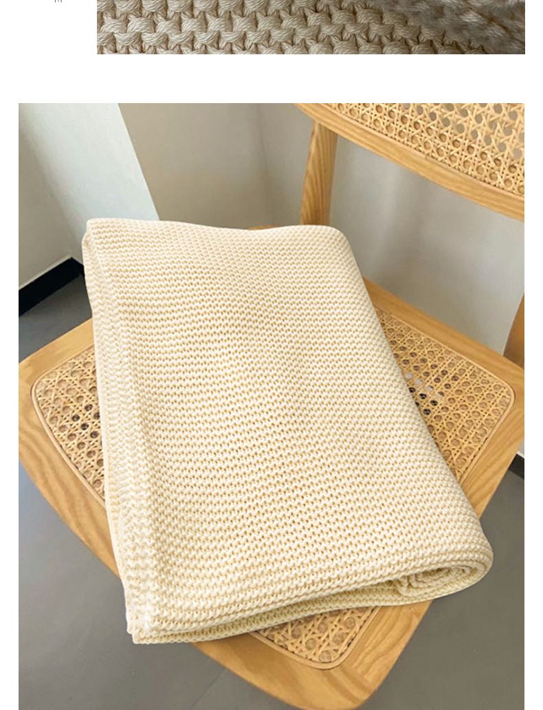 Nieuwe lange effen kleur katoenen gebreide comfortabele outdoor camping Instagram-hoes kantoordeken_voghion.com