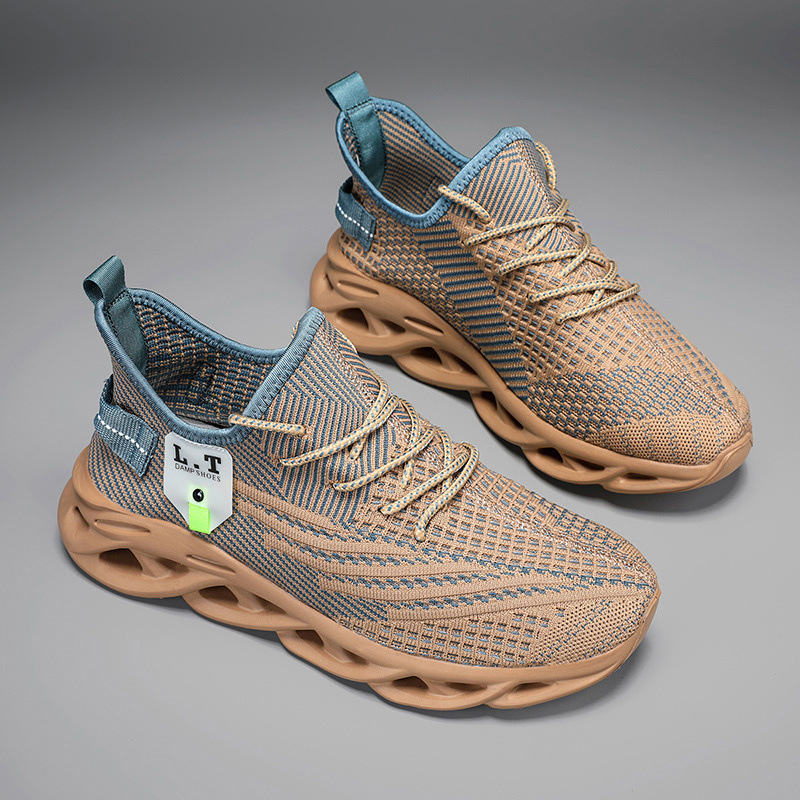 Herrsneakers med snörning i mesh - Sportskor - Lätta och andningsbara - Löpning Basketboll Träning Gym_voghion.com