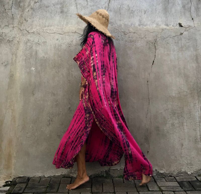 Robe de plage en rayonne pour femmes, tenue de vacances à fleurs teintes _voghion.com