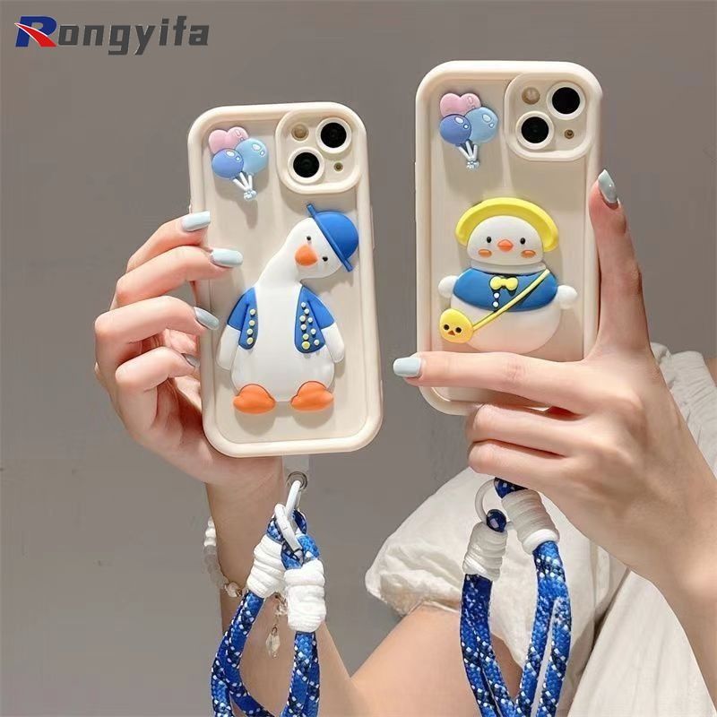 Coque de téléphone avec cordon court et motif canard mignon pour Xiaomi 15, 14T Pro, 14 Ultra, 11T Pro, Redmi 14C, K70 Ultra, Poco X3 Pro, X3 NFC_voghion.com