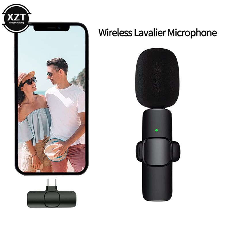 Microfono Lavalier wireless compatibile Bluetooth Microfono portatile per registrazione audio video per iPhone Android Live Game Mobile_voghion.com