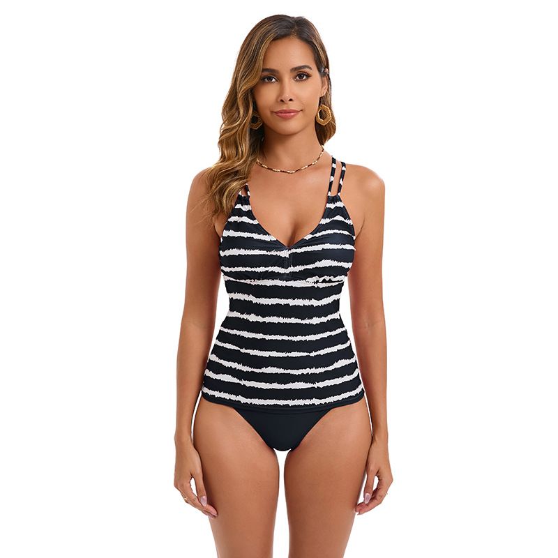 Maillot de bain deux pièces à rayures, coupe slim, pour femme, nouveauté 2025_voghion.com