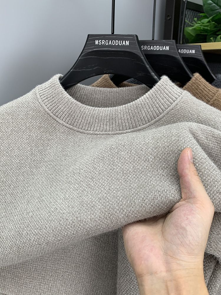 Herren-Strickpullover aus Chenille-Fleece – Thermo-Winterpullover mit hohem Kragen für Freizeit und Lagenlook_voghion.com