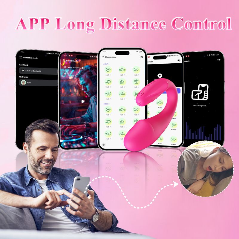 Vibratore a forma di U per coppie, giocattoli sessuali per donne, app Bluetooth, stimolazione del clitoride, massaggio del punto G, vagine per donne e_voghion.com