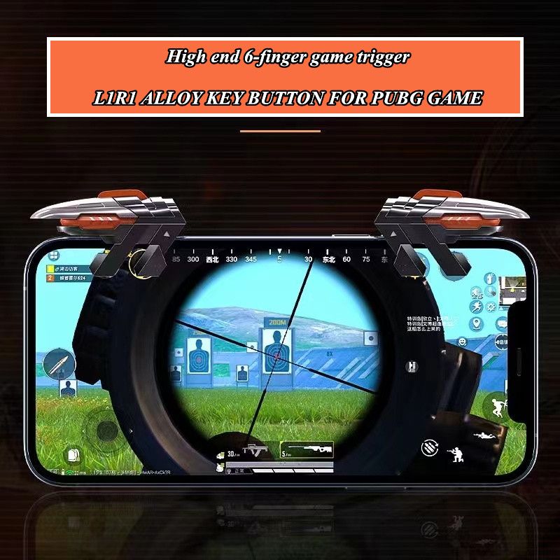 MEMO 6 Doigts Téléphone Portable ABS Jeu Déclencheur AK06 PUBG Visée Tir L1 R1 Alliage Clé Bouton Pour IOS Android Manette de Jeu_voghion.com