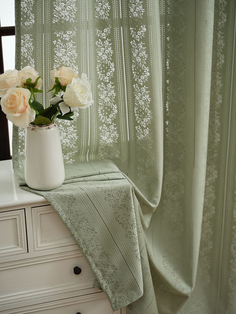 Lace Sheer Curtains - Semi-Sheer Window Drapes For Living Room & Bedroom (Ready-Made, Minimalist Style, Light Filtering With Privacy, 52x84 Inches)_voghion.com
