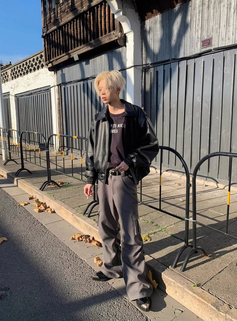 Giacca da motociclista da pilota di alta qualità, nera, corta, in pelle Cleanfit, per uomo, autunno e inverno_voghion.com