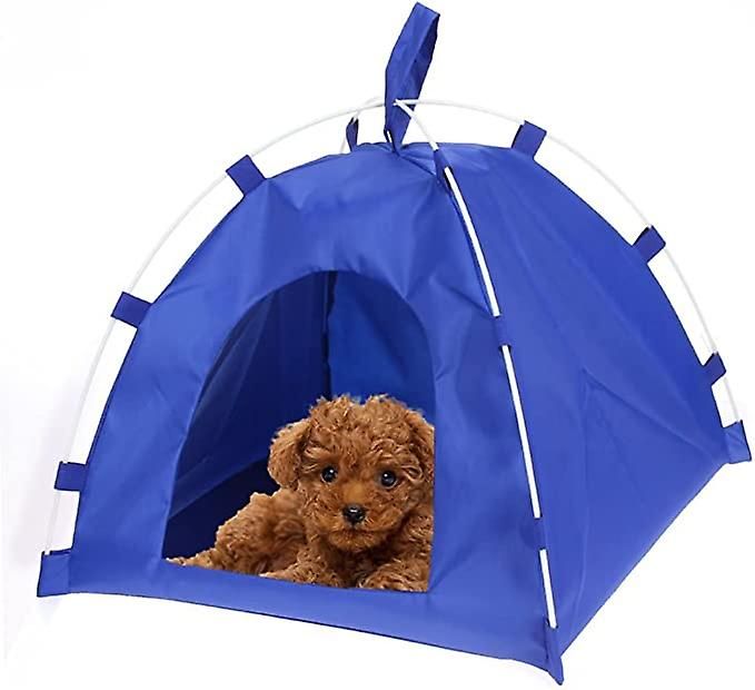 Tenda da campeggio pieghevole e portatile per animali domestici, parasole da esterno, blu, 40x40x35 cm_voghion.com