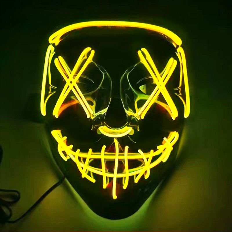 Glowing Black V Mask Cool Cold Light Halloween Mask Ghost Steps Glowing Mask_voghion.com