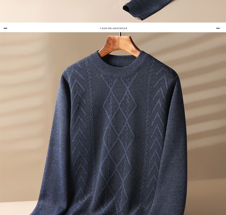 Herrenbekleidung Herrenpullover mit Rundhalsausschnitt für den Winter, mit Fleece gefüttert, dicker Pullover für Herren mittleren Alters und ältere Menschen, warmes Unterhemd_voghion.com