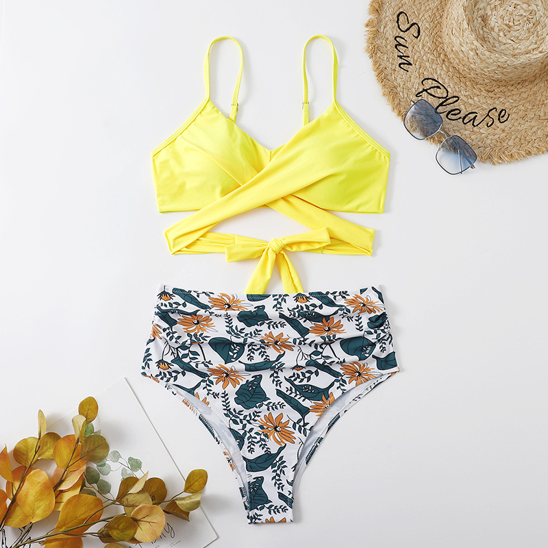 Maillots de bain pour femme Sexy Split Bikini Bikini Cross Leopard Pattern Maillots de bain_voghion.com