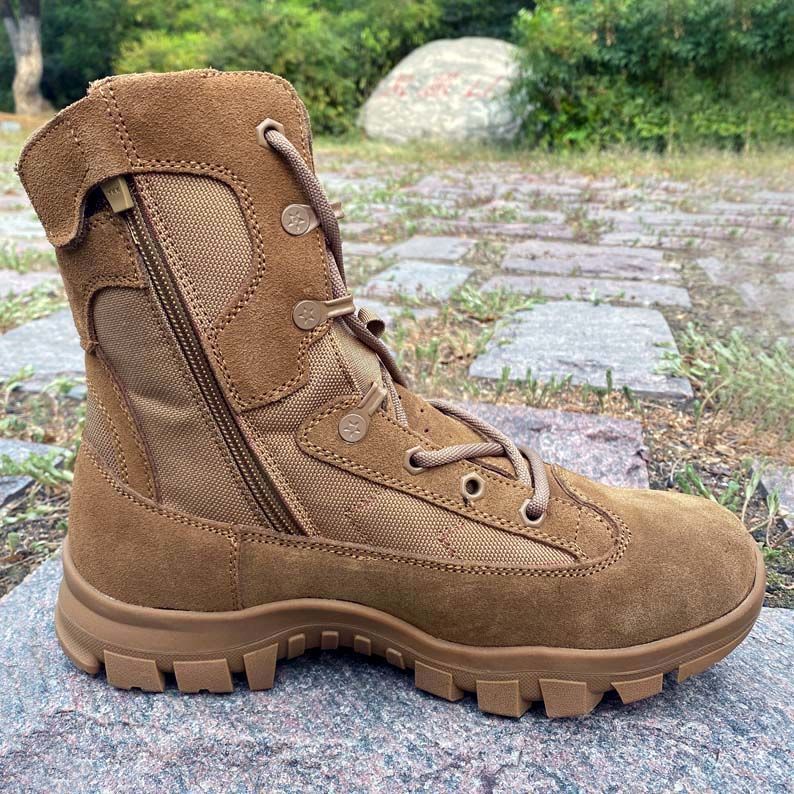 European Warm Series New Syle Brown Fire Cowhide Training High Top Anti-Puncure Desert Wear-Resisan Oudoor Comba Boos Herren_voghion.com