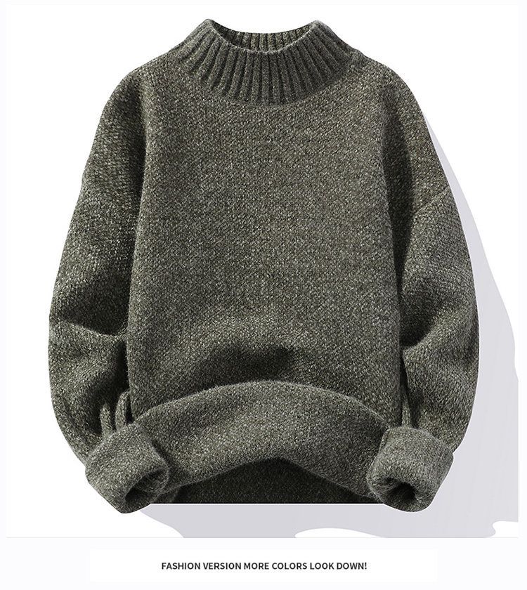 Maglione da uomo in visone dorato, autunno e inverno 2023, nuovo commercio estero, tinta unita, collo alto, semplice, casual, con fondo aderente_voghion.com