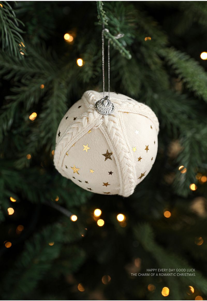 8CM Foam Ball Christmas Tree Ornaments - Festive Hanging Decor With Star & Floral Print, Set Of 4 (Pink, Red, White, Blue)_voghion.com