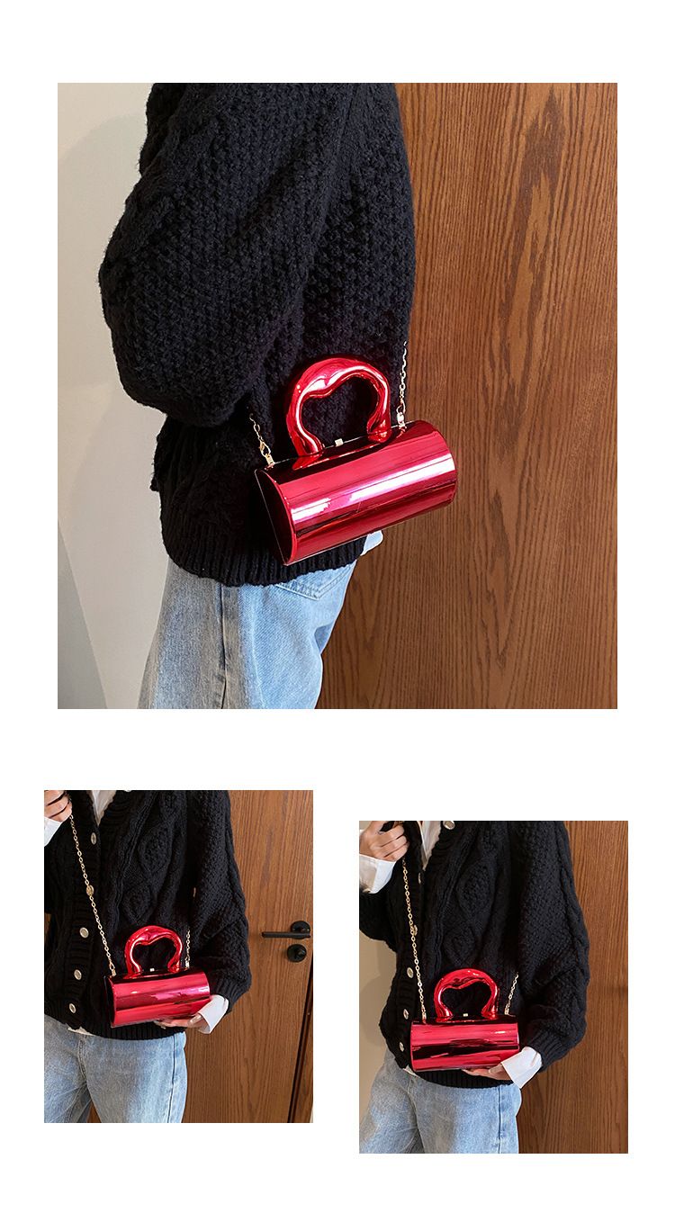 Kadın çanta çanta kadınlar için 2024 parti Ces moda silindir Mini akşam çanta Crossbody omuzdan askili çanta altın kutu_voghion.com