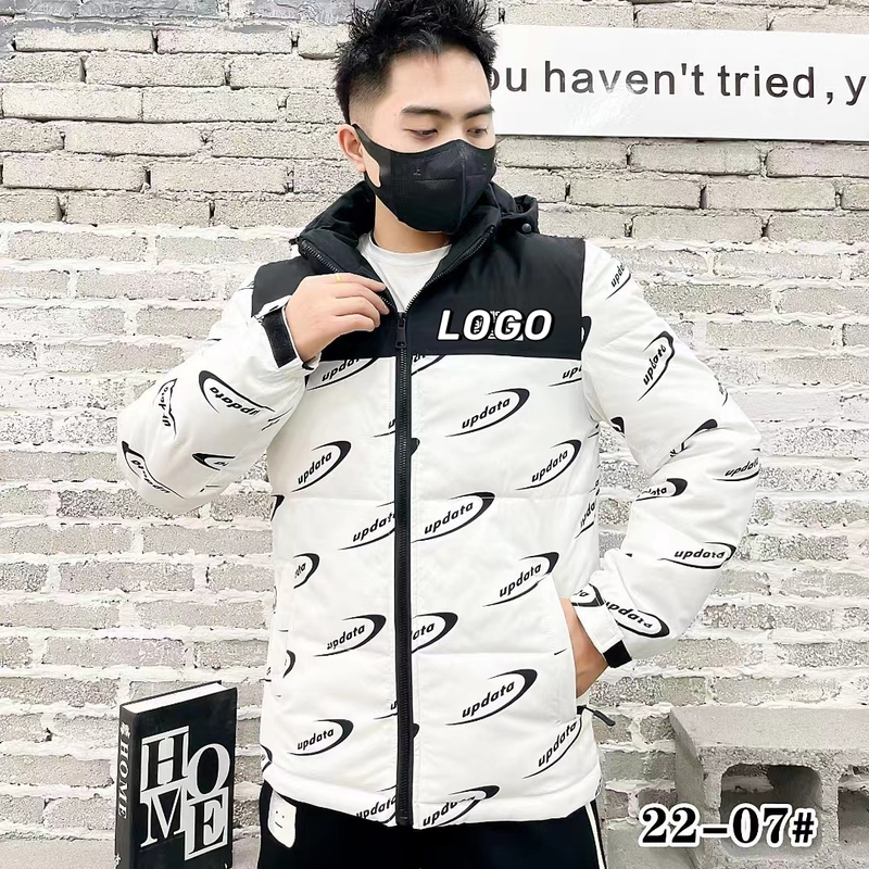 Large designers light luxury men's winter windproof thickened warm brand printing versatile stand-up collar down jacket hooded jacket_voghion.com