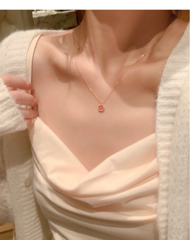 Peach Blossom -riipuskaulakoru naisille, pienet sirot kukkakaulakorut, trendikkäät söpöt pienet korut, syntymäpäivälahjat tytöille_voghion.com