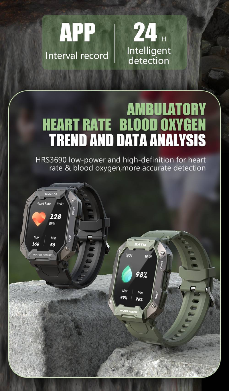 Byteuni Smart Health Watch, Fitness Activity Tracker with Heart Rate Blood Oxygen IP68 Waterproof 1.81 inch Screen Smart Watch for iOS&Android_voghion.com