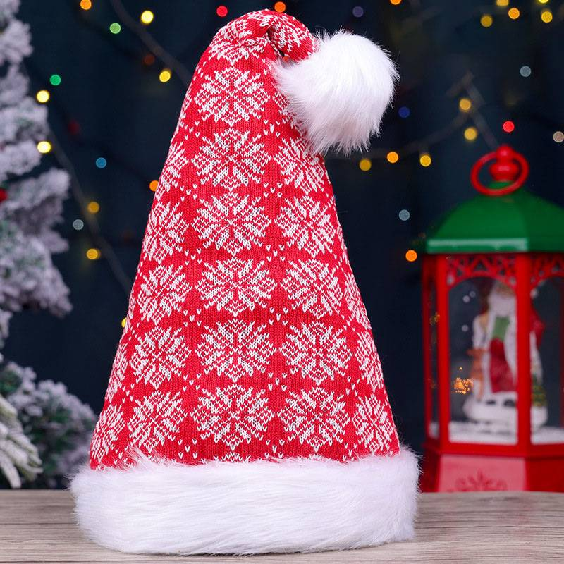 Christmas Hat Santa Claus Stripesd Plaid Headdress Kindergarten Kidsren's Snowflake Hat Decoration_voghion.com