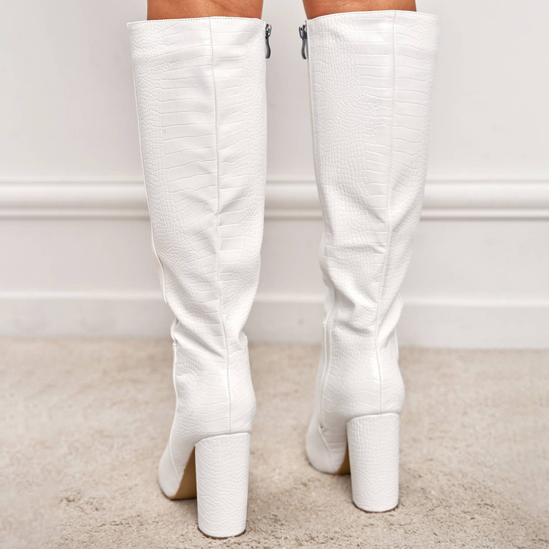 Damenschuhe mit hohen Absätzen, dicken Absätzen, gerade Stiefel, Stiefel mit mittlerer Wade, modische Stiefel, Ritterstiefel_voghion.com