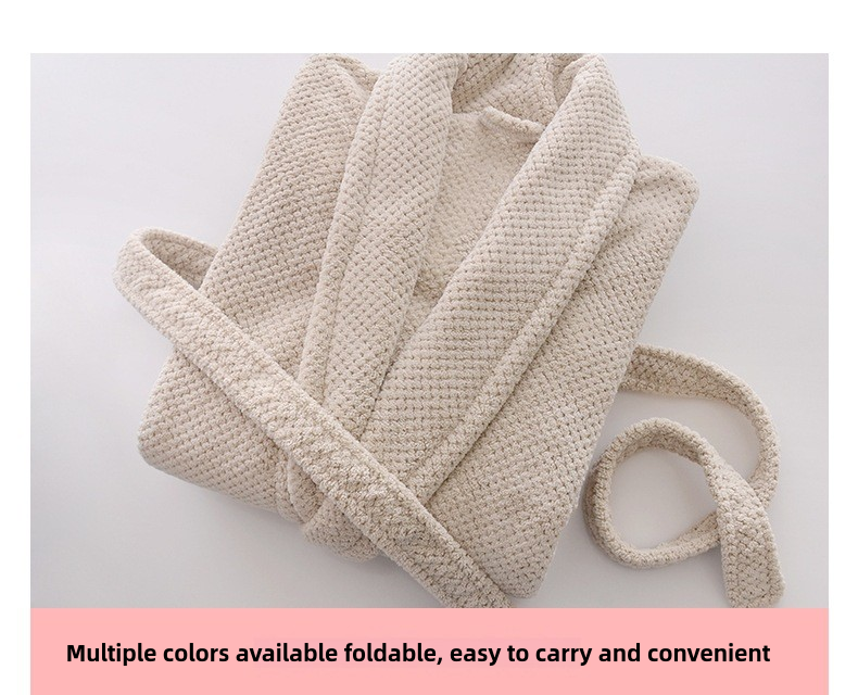 Albornoz de microfibra polar con diseño de piña, bata de spa larga de felpa, albornoz absorbente_voghion.com